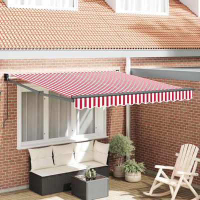 vidaXL - Uitschuifbare - luifel - Rood - en - Wit - 300 - x - 250 - cm