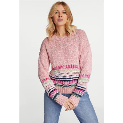 Rich & Royal Crew Neck With Yarn Mix Patch Detail Original Größe: XS | Strickpullover Outlet | Damen | Weiß