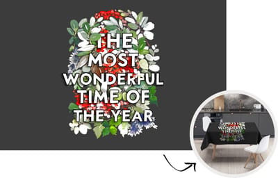 Kerst Tafelkleed - Kerstmis Decoratie - Tafellaken - Planten - Bloemen - Quotes - Kerst - 220x150 cm - Kerstmis Versiering