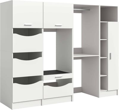 Wasmachine ombouwkast 4-delig Free 248x195x68 cm in antraciet – badkamerkastset, linnenkast en universele kast