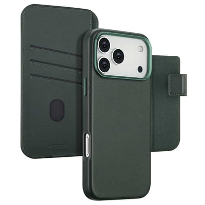 Accezz Hoesje - Geschikt voor Apple iPhone 17 Pro Max - Leather Bookcase 2-in-1 geschikt voor MagSafe - Cedar Green
