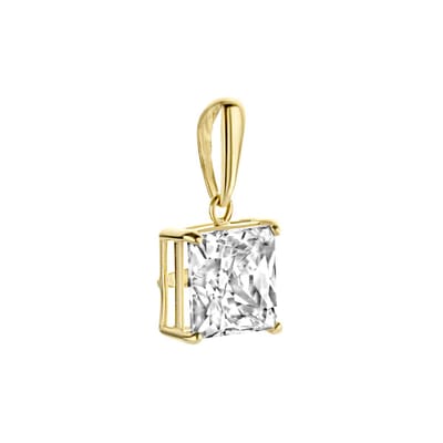 New Bling 9NBG-0210 Gouden Hangertje - Dames - Zirkonia - Vierkant Geslepen - 6 mm - Solitair - 14 Karaat - Goud