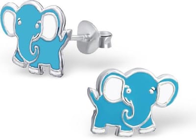 Fako Bijoux® - Kinderoorbellen - 925 Zilver - Olifant - 11x8mm - Blauw