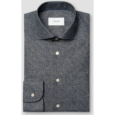 Eton Overhemd Tonal Ornamental Pattern Signature Twill Navy / male
