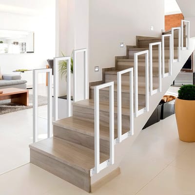 110 cm U-vormige trapleuning wit Handgreep voor trappen voor universeel gebruik binnen en buiten, gangen Zijdelingse montage