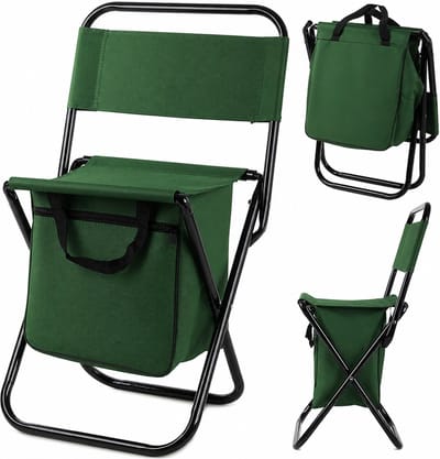 SMH LINE® Vissersstoel - Viskrukje - Met koelvak - Camping Stoel - Inklapbare - Tot 120kg - Opvouwbaar - Groen