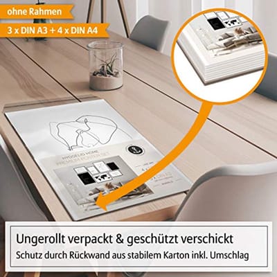 Premium Posterset 7 Zwart-Witte Dieren Lijntekeningen voor Decoratie