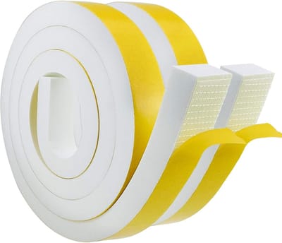 Famanu – Zelfklevende schuimrubberen afdichtingstape voor deuren en ramen - 25 mm breed - weerbestendig - geluidsisolerend en anti-botsing - 2 rollen van 2 meter