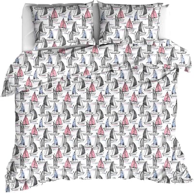 Moodit Dekbedovertrek Odil Regatta Mix - 200 x 200/220 + 2x 60 x 70 cm - Wit - Katoen