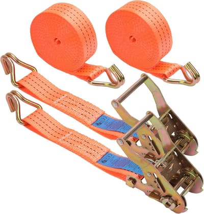 Ratelriem vastbinden 6 m x 38 mm met ijzeren handvat en dubbele J-haak - 2000 kg Webbing - Stevig materiaal