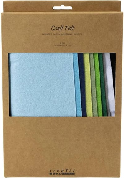 Creativ Company Hobbyvilt A4 Blauw en Groen Harmonie 10 stuks