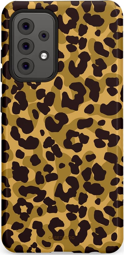 Casetastic hoesje geschikt voor Samsung Galaxy A52 (2021) 5G / Samsung Galaxy A52 (2021) 4G - Dubbellaagse bescherming - Jungle Panter - Fashion Case - Zwart Crème Beige