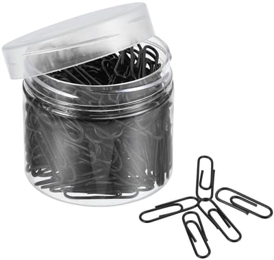Dailygoods - TA-VIGOR 200Pcs Paper Clips Small Size, 28mm Durable and Rustproof Paper Clip, Vinyl Coated to Prevent Tearing Pages with Box for Organize Office Home, Black