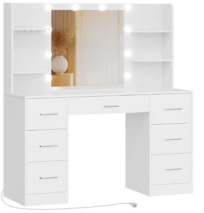 Make Up Tafel met Spiegel - Kaptafel voor Meisjes - Hollywood Spiegel met Verlichting
