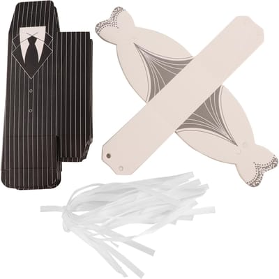 50 Set Bruiloft Snoepdoosje Smoking en Jurk Vorm met Lint Papieren Doosje voor Cadeauverpakking