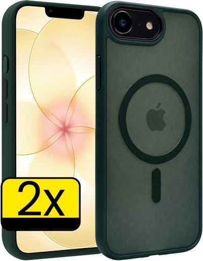 Hoesje - 2 Stuks - Geschikt voor Apple iPhone 17e - Magsafe Compatible - Sterk & Shockproof - Back Cover - Shock Proof Case - Telefoon Hoes - Telefoonhoesjes - Donkergroen