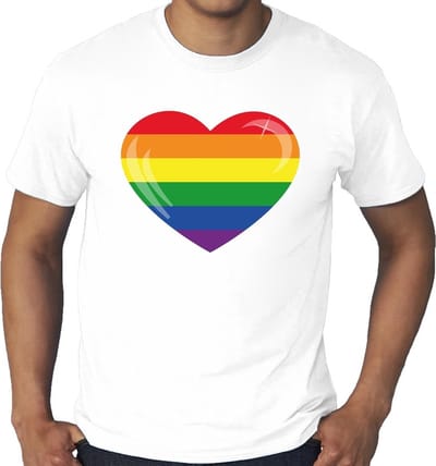 Gay pride grote maten regenboog hart t-shirt - wit plus size homo/regenboog shirt voor heren - gay pride XXXL