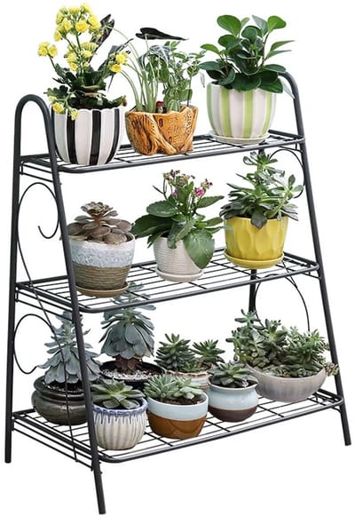 Geargalaxy 3-Laags Plantenstandaard - Plantenrek - Bloemenrek - Bloemenstandaard - Metalen Bloemenrek voor Woonkamer en Tuin