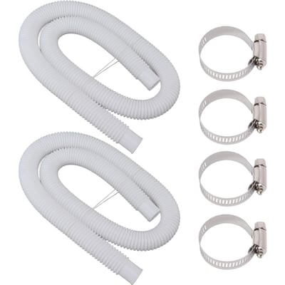 Zwembad Vervangingsslangen met Klemmen voor 300 330 530 1000 Gallon Zwembadpomp white