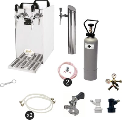 Complete set - Biertap - Kontakt 40 2-kraans droogkoeler, 50 liter/u - Beertender, Thuistap, Bierkoeler - met Fustkoppeling Type S en NC Adapter
