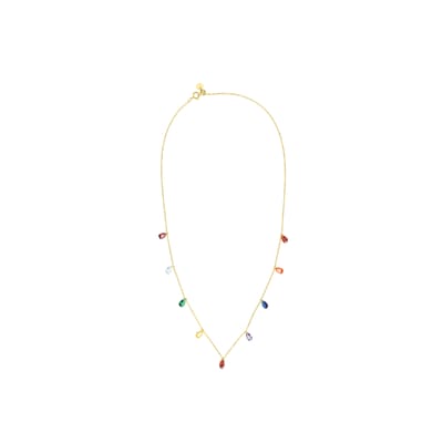 Luxenter, Lukza collier in 925 sterling zilver en veelkleurige zirkonia met 18 kt geelgouden plating