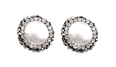 Zoetwater parel oorbellen Bright Pearl - oorknoppen - echte parels - wit - zwart - stras steentjes - sieraden zakje - parel oorbellen dames - parel oorknopjes