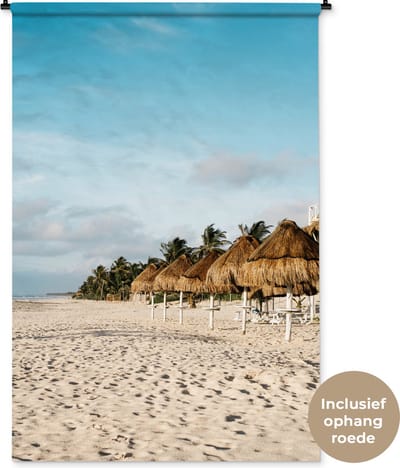 Wandkleed Tulum - Caribisch strand in Tulum bij Mexico Wandkleed katoen 120x180 cm - Wandtapijt met foto XXL / Groot formaat!