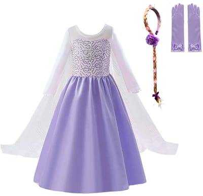 Het Betere Merk - Prinsessenjurk meisje - Elsa jurk - Maat 98/104 - Paarse prinsessenjurk + 4 delig accessoireset