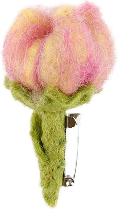Broche bloem - Tulp Roze/Geel Vilt - 8cm