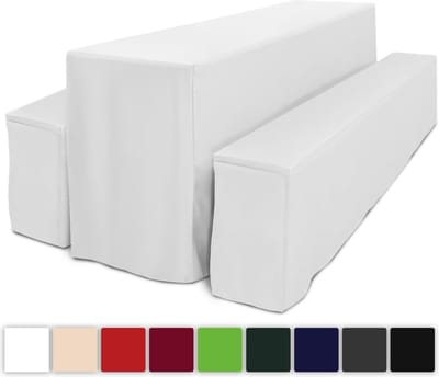 Beautissu Biertischhusse Comfort L 3tlg. Set lang 220x50cm wit