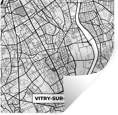 Muurstickers - Sticker Folie - Plattegrond - Kaart - Stadskaart - Frankrijk - Vitry-sur-Seine - 100x100 cm - Plakfolie - Muurstickers Kinderkamer - Zelfklevend Behang XXL - Zelfklevend behangpapier - Stickerfolie