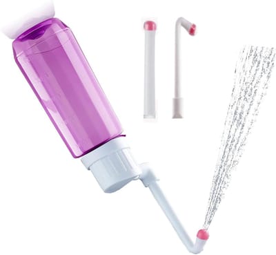 Peri Fles - Draagbaar Bidet - Persoonlijke Hygiëne - Dubbele Mondstukken - 500ml - Transparant