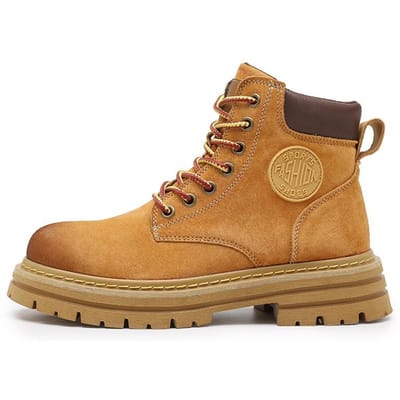 Eerste Laag Dikke Zool Hoogteverhogende Leer Vrouwelijke Koppel Werklaarzen Heren High-Top Outdoor Werkkleding Enkellaarsjes 44 brown