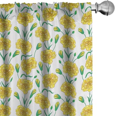 ABAKUHAUS Nelke – Gordijnen – 2x75x245 cm – halfdonker, microvezel – geel jadegroen wit