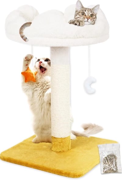 Famanu - Natuurlijke krabpaal voor kittens, milieuvriendelijk ontwerp met houtaccenten