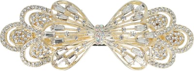 Haarsoires Haarspeld Patentspeld 9cm - Strik – Strass Steentjes – Zilver - Haarspelden voor Dames - Haarklem - Haarclip - Haaraccessoires - Hair Clip - Decoratieve Haaraccessoire