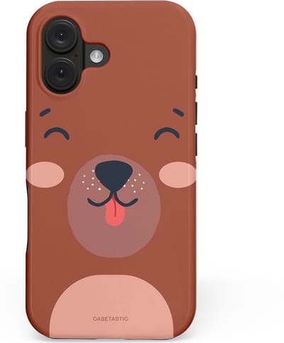 Casetastic hoesje geschikt voor Apple iPhone 16 - MagSafe - Dubbellaagse bescherming - Knuffelkopjes beer - Fashion Case - Terracotta Taupe