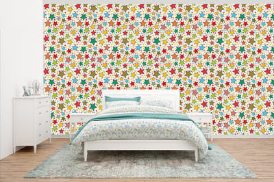 Behang - Fotobehang Patronen - Sterren - Kleuren - Jongens - Kinderen - Kids - Breedte 500 cm x hoogte 280 cm
