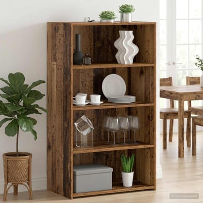 vidaXL - Highboard - Oud - hout - 70 - x - 41 - x - 124 - cm - Bewerkt - hout