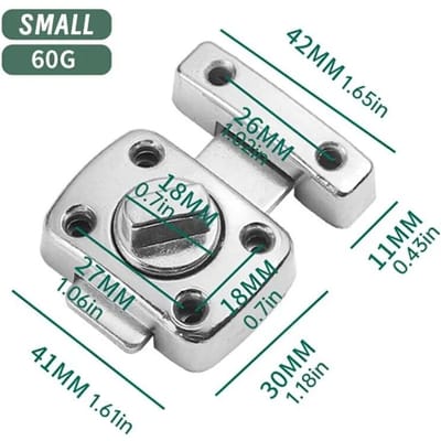 1Pc Home Security Klink Draaien Bolt Klink Gate Vergrendelingen Deur Slide Lock Twist Roterende Barrel Lock Voor Badkamer Wc deurslot zilver