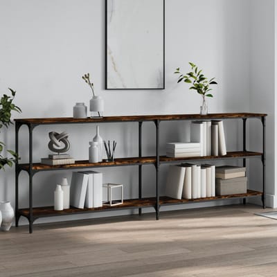 vidaXL - Wandtafel - 200x29x75 - cm - bewerkt - hout - gerookt - eikenkleurig
