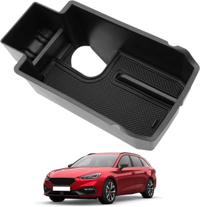 Opbergdoos voor Middenconsole en Armsteun, Geschikt voor Seat Leon MK4 en Cuprα Formentor 2020-2025, Met Antislip Basis en Diverse Vakken voor Extra Opbergruimte