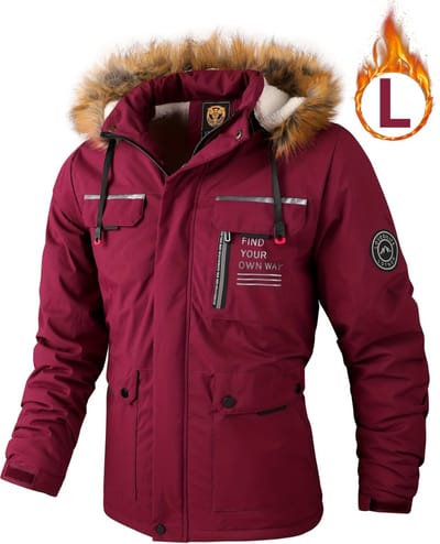 Livano - Verwarmde Jas - Heating Jacket - Thermo Jas - Elektrische Kleding - Jas Met Verwarming - Met Capuchon - Heren - Maat L - Rood - Winter