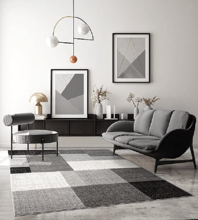 Modern Blokdesign Laagpolig Vloerkleed – Stijlvol, Warm & Tijdloos voor Elk Interieur Grijs-120 x 160 cm