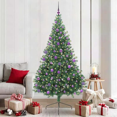 vidaXL - Kunststof - Voorverlichte - Kerstboom - met - 300 - LED - Groen - 210 - cm - PVC