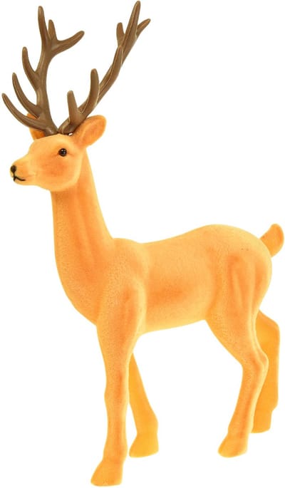 Decoratief hert/rendier geelbruin decoratief beeldje met fluweelachtig