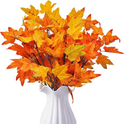 Herfstdecoratie - Kunstbloemen Bundel - Esdoornbladeren Bladeren - Herfstboeket Tafeldecoratie - Binnen en buiten