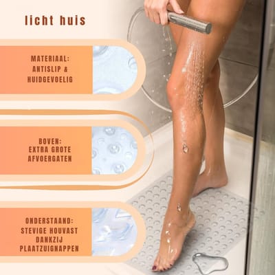 RUX® Badmat antislip voor in bad - Douchemat antislip voor douche - Badmat antislip - transparant - 53cm x 53cm x 1cm; 650 g