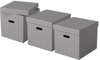 Set van 3 Grote Opbergdozen in Kubusvorm met Deksel - 100% Gerecycled Karton