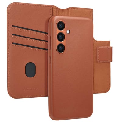 Accezz Hoesje - Geschikt voor Samsung Galaxy S24 - Leather Bookcase 2-in-1 met Magnetische Ring - Sienna Brown